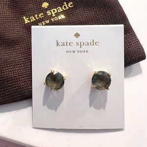 NWT Kate Spade Black/Diamond Gumdrop Stud Earrings with Dust Bag and Box